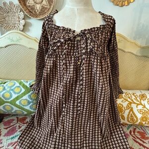 Free People Black and Cream Patterned Dress